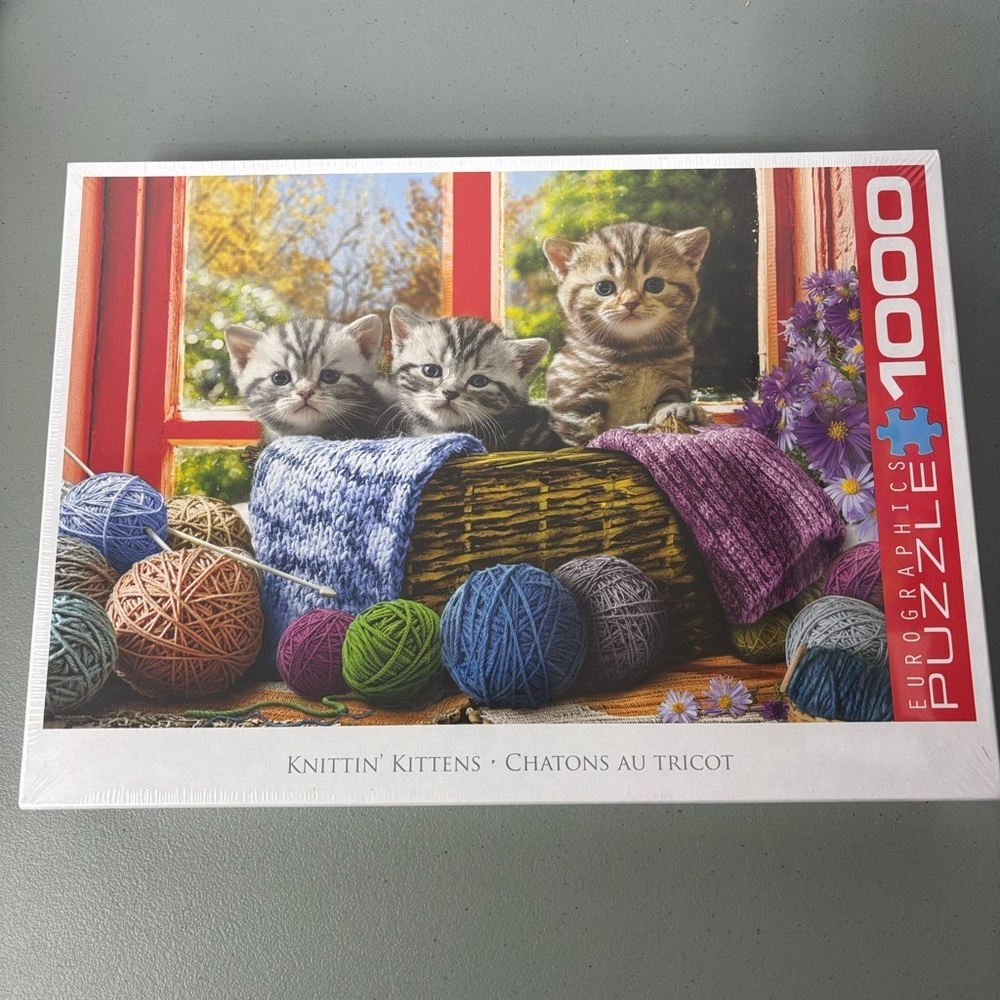 Eurographics Puzzle 1000 Piece NEW Knittin' Kittens 19x26" Sealed